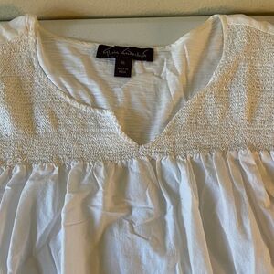 Gloria Vanderbilt White Textured Blouse Sz XL